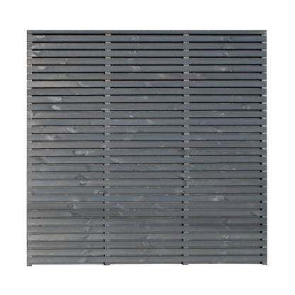 Contemporary Double Slatted Fence Panel - Grey - 1.8m x 1.8m